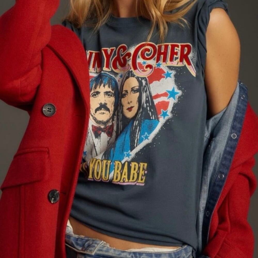 Anthropologie Letluv Sonny & Cher Graphic Tee